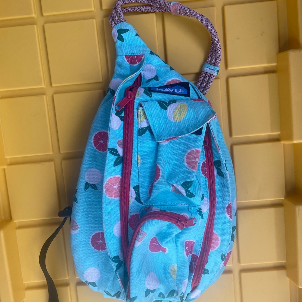 KAVU Blue Sling Bag with Fruit Design